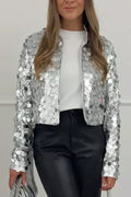Open Front Cropped Sequin Jacket