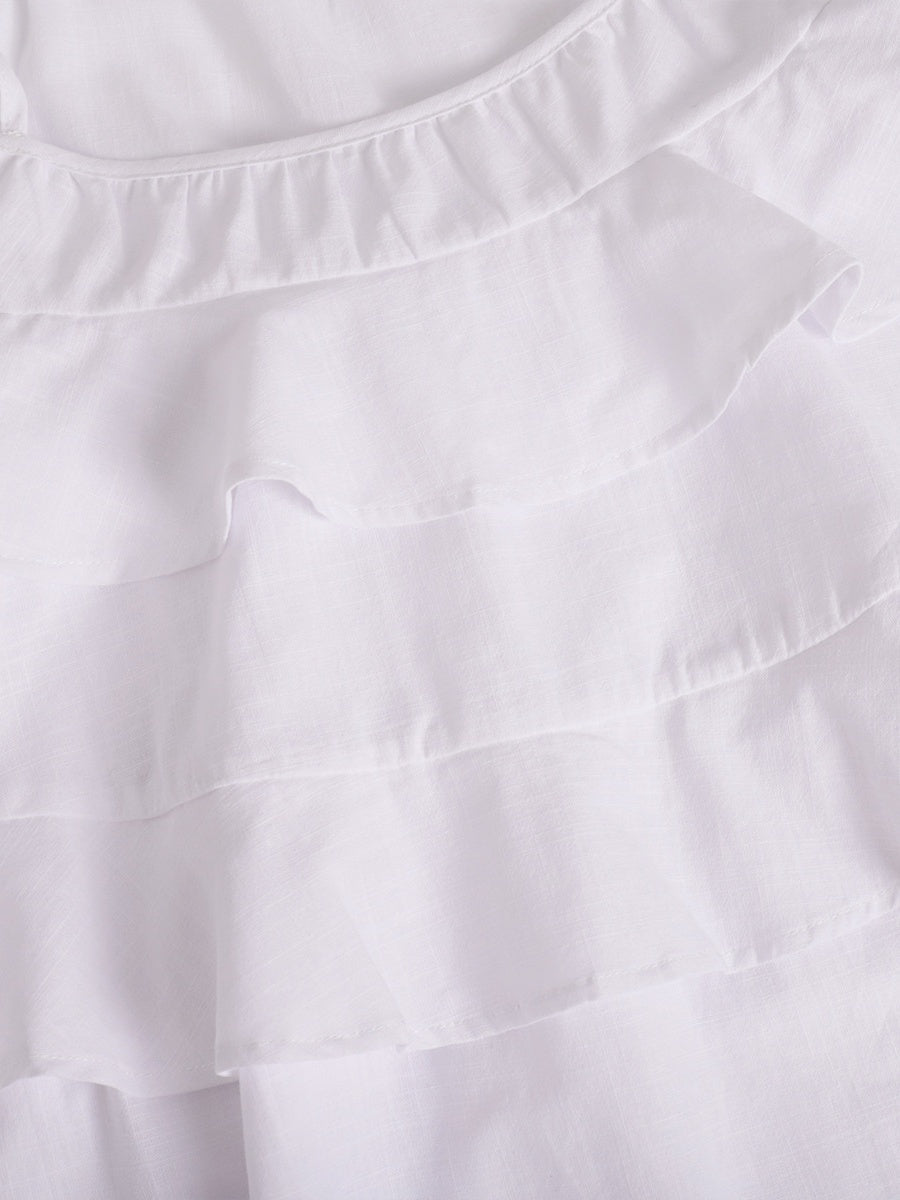 Pure Cotton Cake Skirt Backless Camisoles Beach Cover-up Mini&Short Dresses