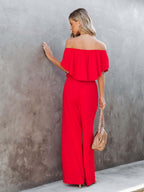 Off Shoulder Backless Loose-fit Leisure Jumpsuits