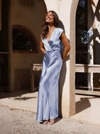 Satin V-neck Sexy Fishtail Maxi Dress