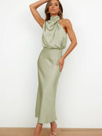 Satin Sleeveless Parties Bridesmaid Midi Dresses