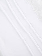 Deep V-neck Solid Color Lace Trim Split Camisole