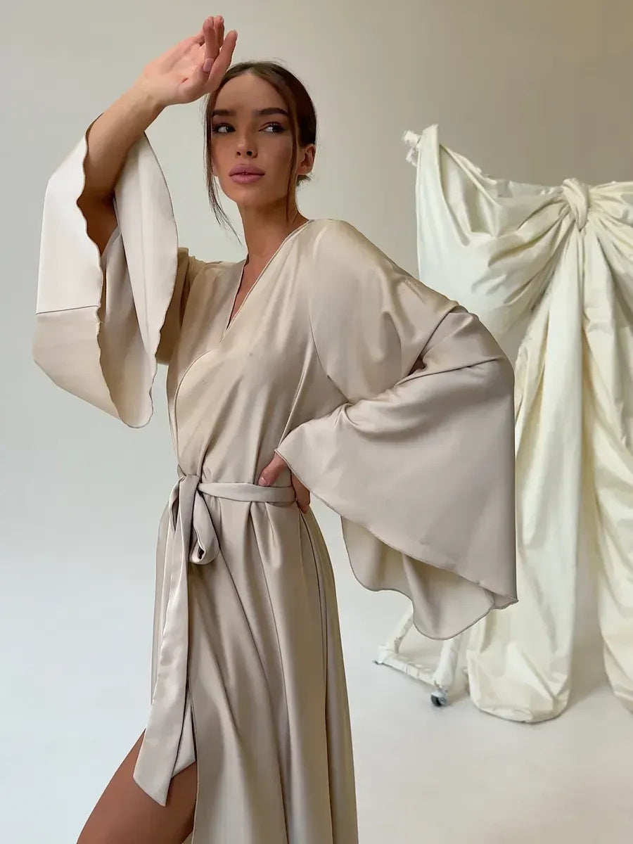 V-neck Thin Strap Nightgown Lazy Style Parties Maxi Dresses