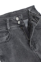 Distressed Bell Bottoms Stretchy Denim Pants