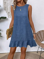Ruffled Sleeveless Casual Short Dress