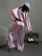 Zippered Loose Sweatshirt Jacket And Wide-Leg Pants Two-Piece Set