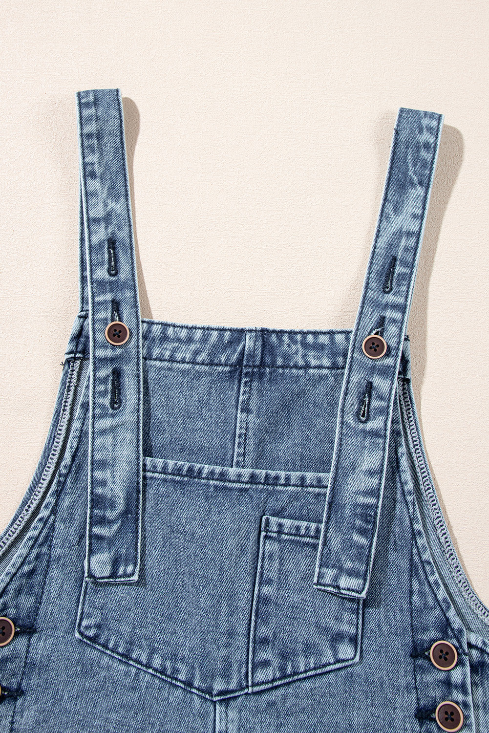 Blue Zone Planet | Stone Blue Distressed Bib Pocket Wide Leg Denim Overall