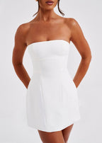 Strapless Princess Seam Structured A-Line Mini Dress