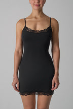 Scalloped Lace Trim Scoop Neck Spaghetti Strap Bodycon Mini Dress