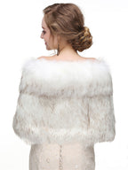 Faux Fur Wedding Wrap Bridal Shawl Winter Warm Cover Ups