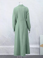 Side Slit Long Sleeve Shirt Dress