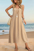 Tie-Shoulder Flowy Midi Dress