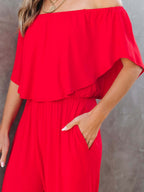 Off Shoulder Backless Loose-fit Leisure Jumpsuits