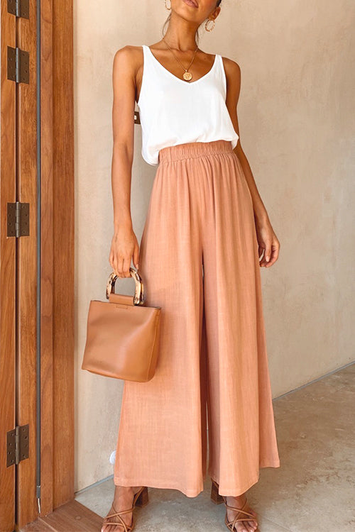 Elastic Waist Wide Leg Palazzo Pants
