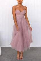 Backless Tie Waist Mesh Swing Maxi Cami Dress
