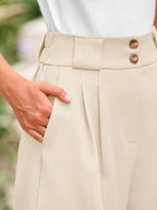High-waisted Solid Color Comfortable Shorts With Pockets
