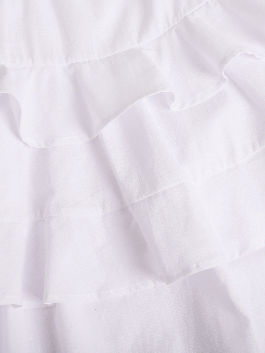 Pure Cotton Cake Skirt Backless Camisoles Beach Cover-up Mini&Short Dresses
