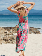 Sleeveless Flowers Printed Long Dress