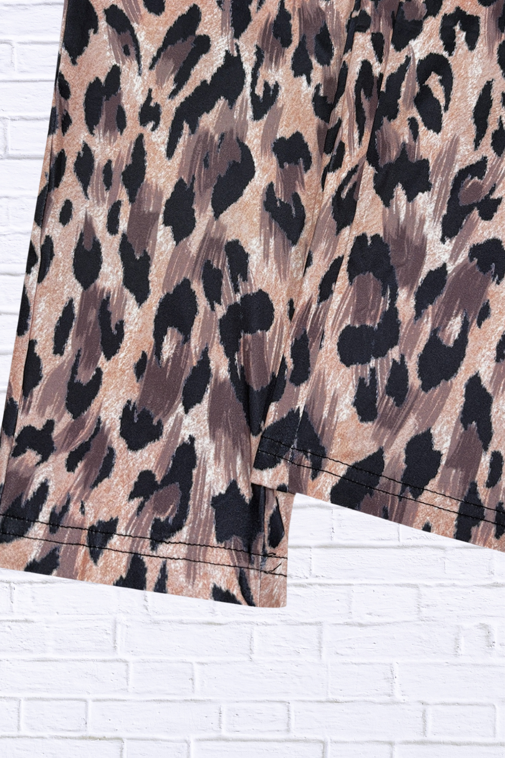 Round Neck Top and Leopard Pants Set _ Women__ Two-Piece Casual Chic Outfit for Everyday Style