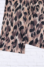 Round Neck Top and Leopard Pants Set _ Women__ Two-Piece Casual Chic Outfit for Everyday Style