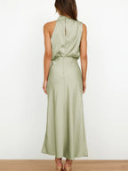Satin Sleeveless Parties Bridesmaid Midi Dresses