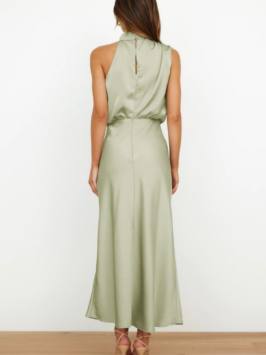 Satin Sleeveless Parties Bridesmaid Midi Dresses