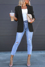 Classic Single Button Back Slit Pocketed Blazer