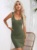 U-neck Hip-hugging Mini&Short Dresses