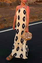 Tie Knot One Shoulder Boho Printed Maxi Vacation Dress