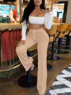 Mildly Spicy High Waist Buttons Wide-leg Pants Pants