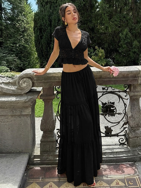 Silk Chiffon Cardigan T-shirt Loose See-through Long Dress With Tie