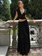 Silk Chiffon Cardigan T-shirt Loose See-through Long Dress With Tie