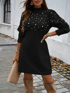 High-neck Bodycon Sweater Short Dress