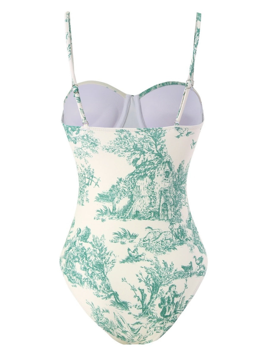 One-piece Swimsuit, Tight-fitting And Slimming, Retro-style Strappy