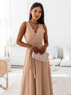Lace Up V-neck Formal Dress Maxi Dresses