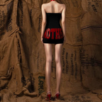 Letter print backless tube mini dress  | Festival Outfits Women
