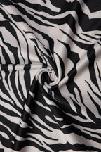 Halter Neck Deep V Zebra Print Asymmetrical Handkerchief Hem Mini Dress