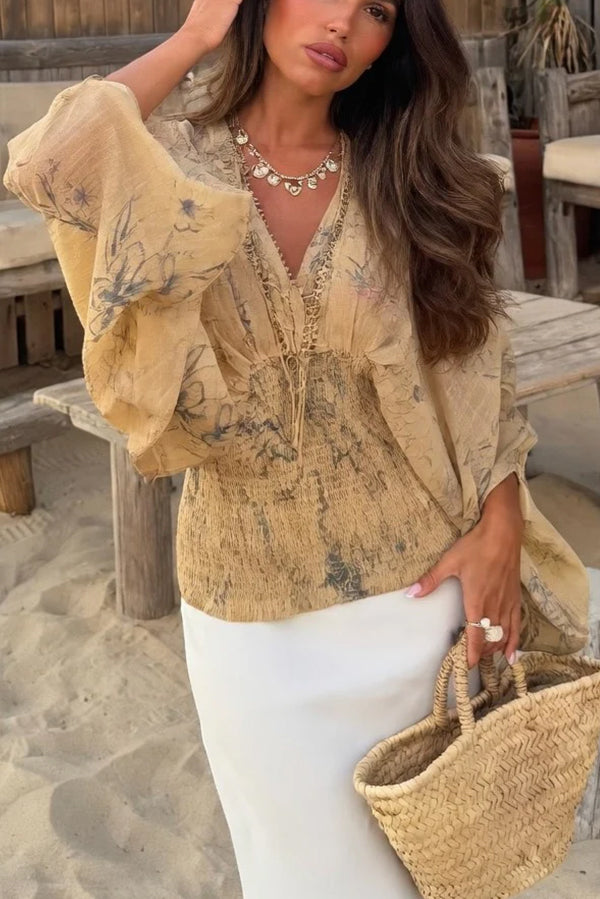 Bohemian Style Ibiza Embroidered Wide-sleeved Shirt