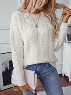| Long-sleeved cable-knit sweater, crew neck