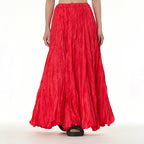 Unique Fold Solid Color Long Skirt