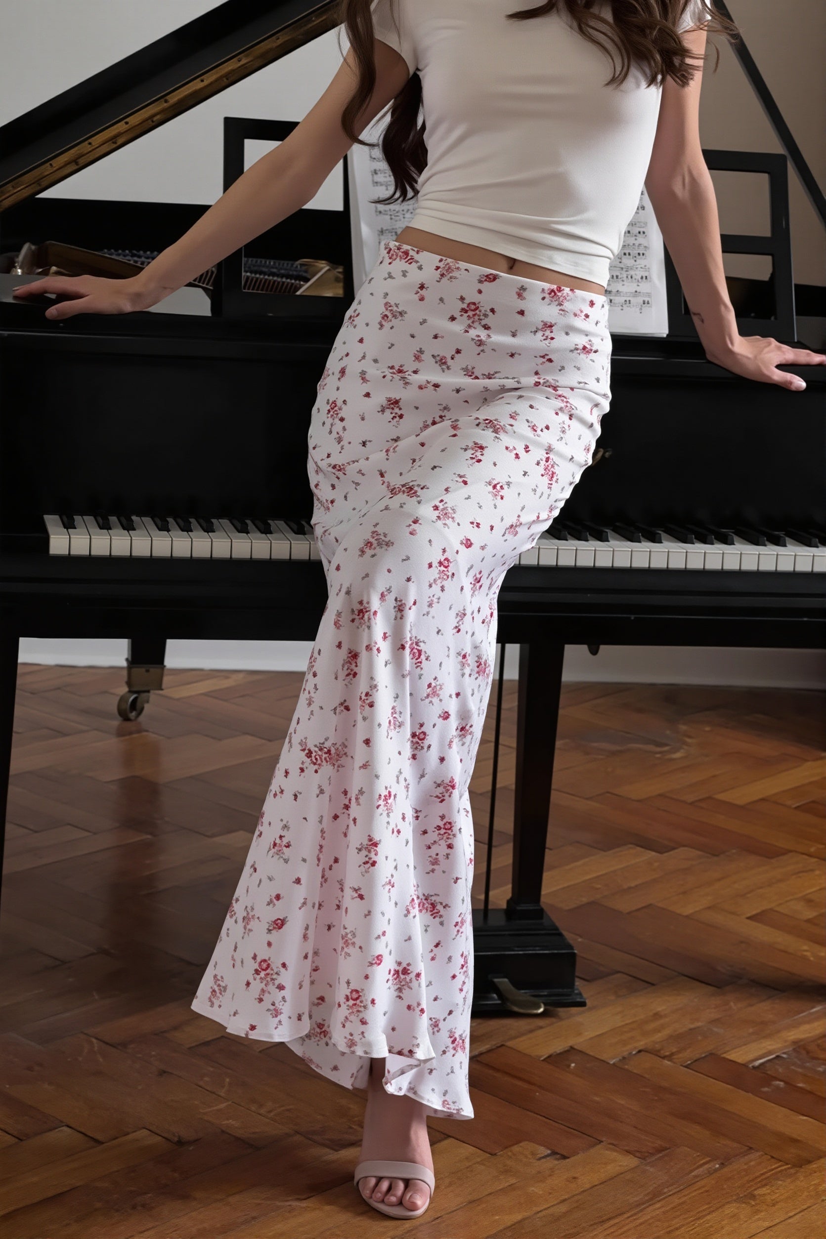 Fresh Elegant Floral Slim Mermaid Skirt