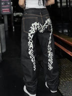 Hip Pop Letter Print Boyfriend Jeans