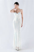 Boned Sequin Embroidered Formal Dress