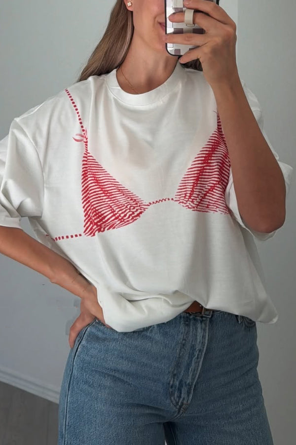 Fashionable Printed Loose Crew Neck Short Sleeve Casual T-Shirt
