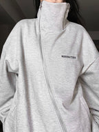 Irregular Design Star Badge Decor Zip Up Sweatshirt