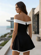 Off-Shoulder Mini Dress Long Sleeves A-Line Sexy Birthday Party Dress For Women 2026
