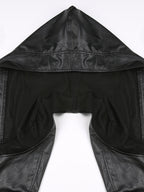 Hooded Ultra Short Leather Smock Jacket