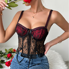 Lace v neck ribbon self tie backless cami top  | Festival Outfits Women