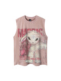 Retro Letter Print Loose Casual Tank Top