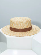 Straw Boater Hat with Ribbon
